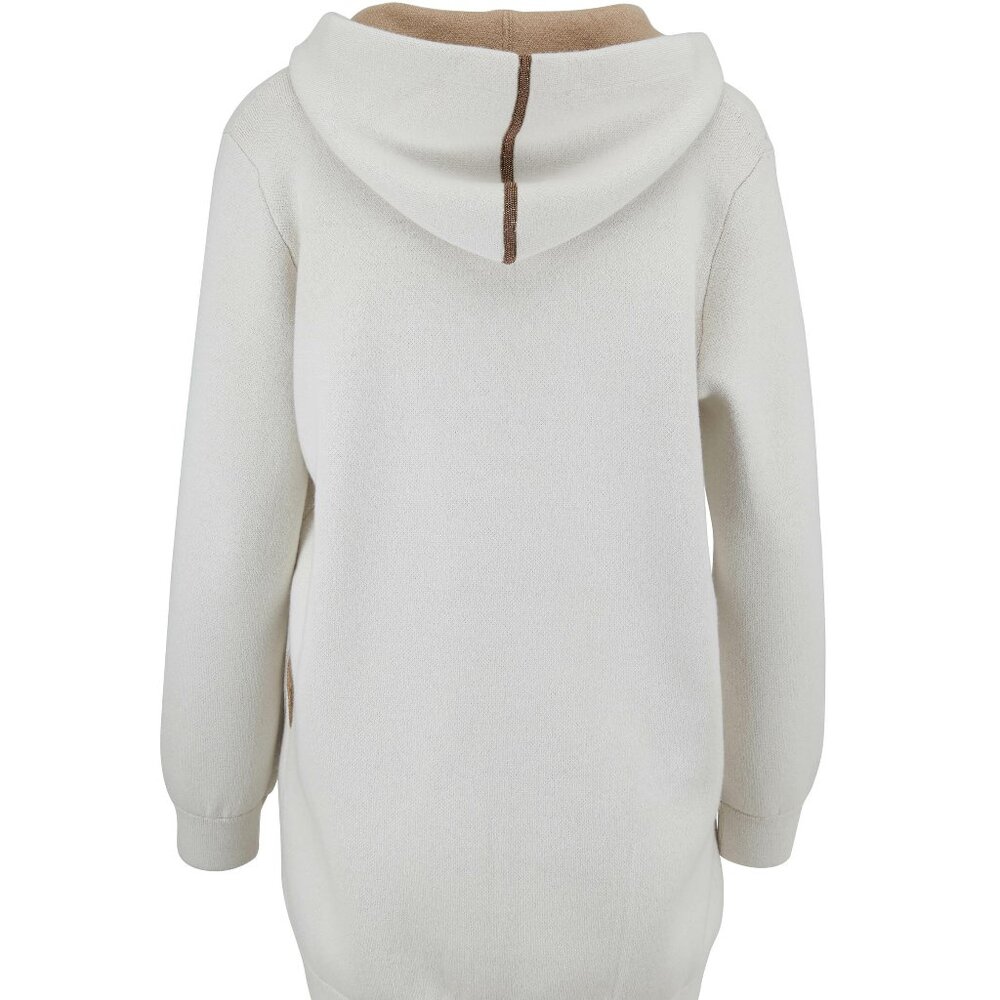 $4495 BRUNELLO CUCINELLI DOUBLE-FACE CASHMERE MID LENGTH ZIP HOODIE MONILI XL